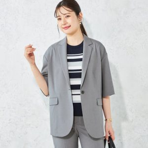 GEORET6342 Stretch Short Sleeve Jacket - Gray