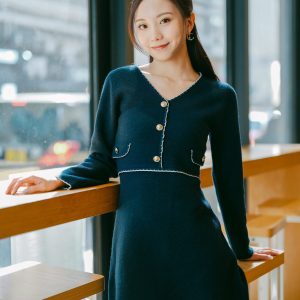 GEORET6327 Samantha Navy Dress &ndash; MyAleshia
