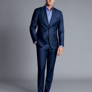 GEORET6358 Natural Stretch Twill Suit - Mid Blue