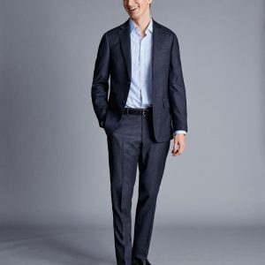 GEORET6353 Italian Pindot Suit - Denim Blue