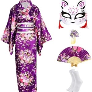 GEORET387 Japanese Costume Cosplay Halloween Purple
