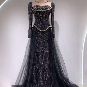 GEORET378 S4169L Fashion Bridal Black Toast Dress
